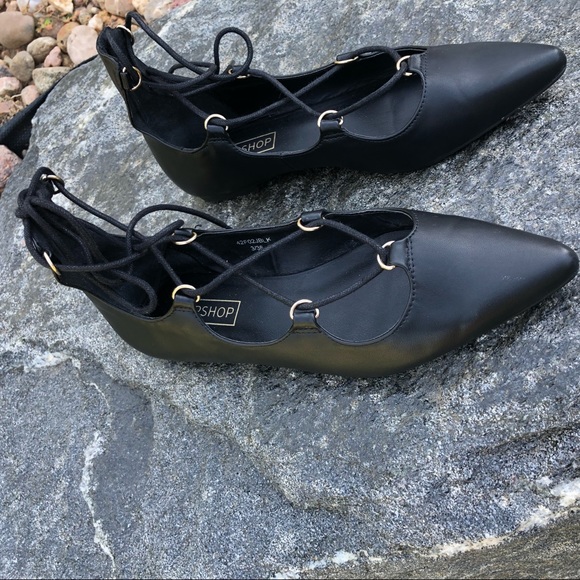 Top Shop pointed lace up Flats - Picture 1 of 6